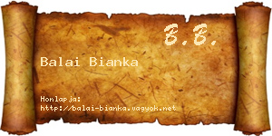 Balai Bianka névjegykártya
